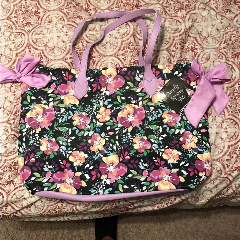 Floral tote beach bag